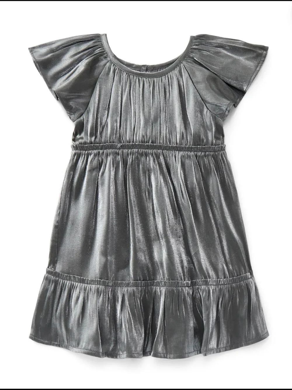 Nwt Wonder Nation Toddler Girls' Metallic Accent Party Dress Flutter Sleeve